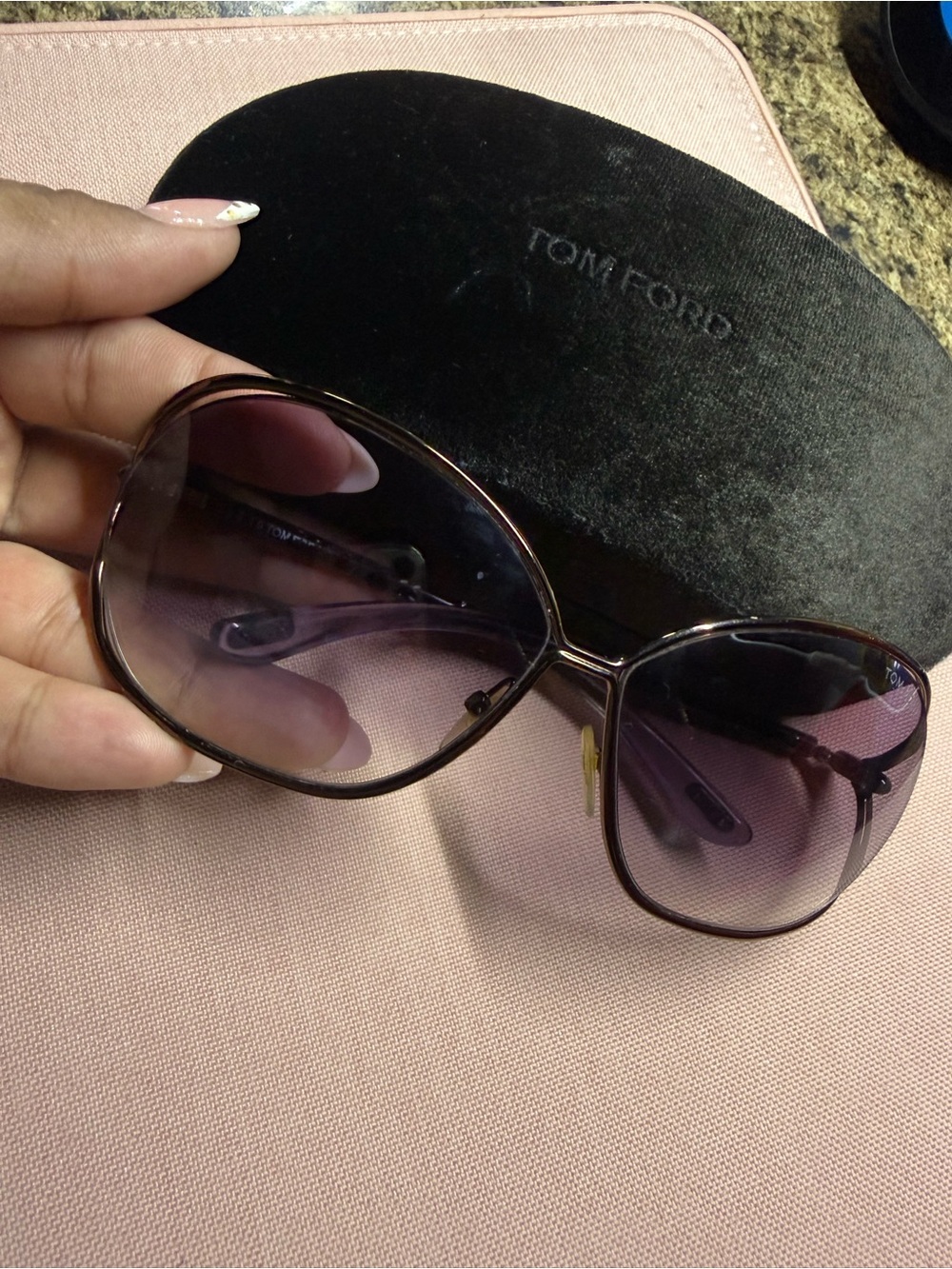 Tom Ford Women’s Brown Frame with Purple Gradient Lenses Oversized Sunglasses